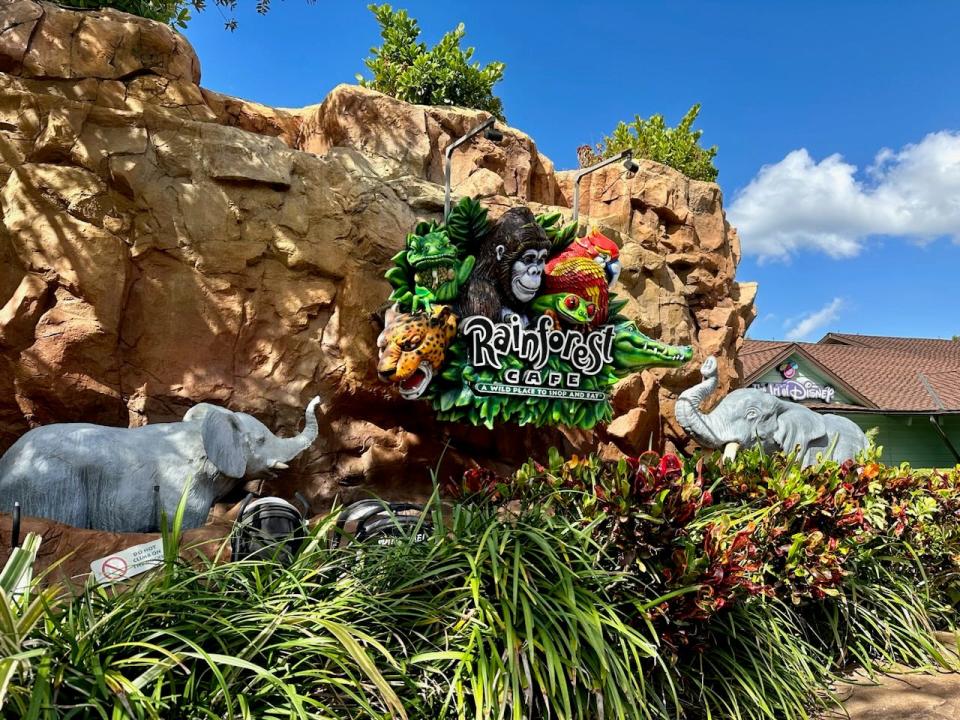 The exterior of Rainforest Cafe.