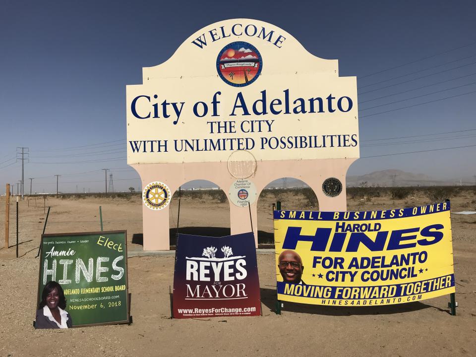 The welcome sign to Adelanto (Photo: Ken Silverstein for Yahoo News)
