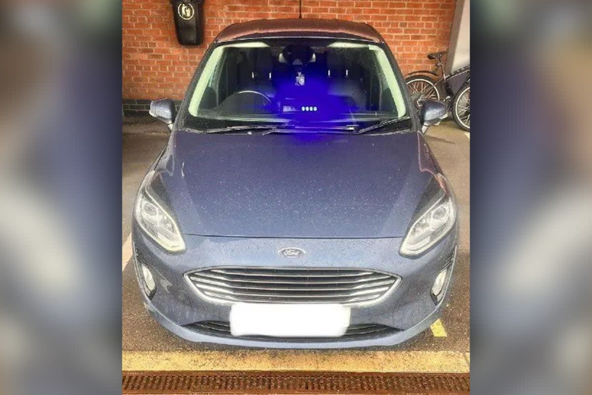 Blue lights were fitted to Chris Green’s car, with handcuffs, a dash cam and a baseball bat also found inside  (Wiltshire Police)