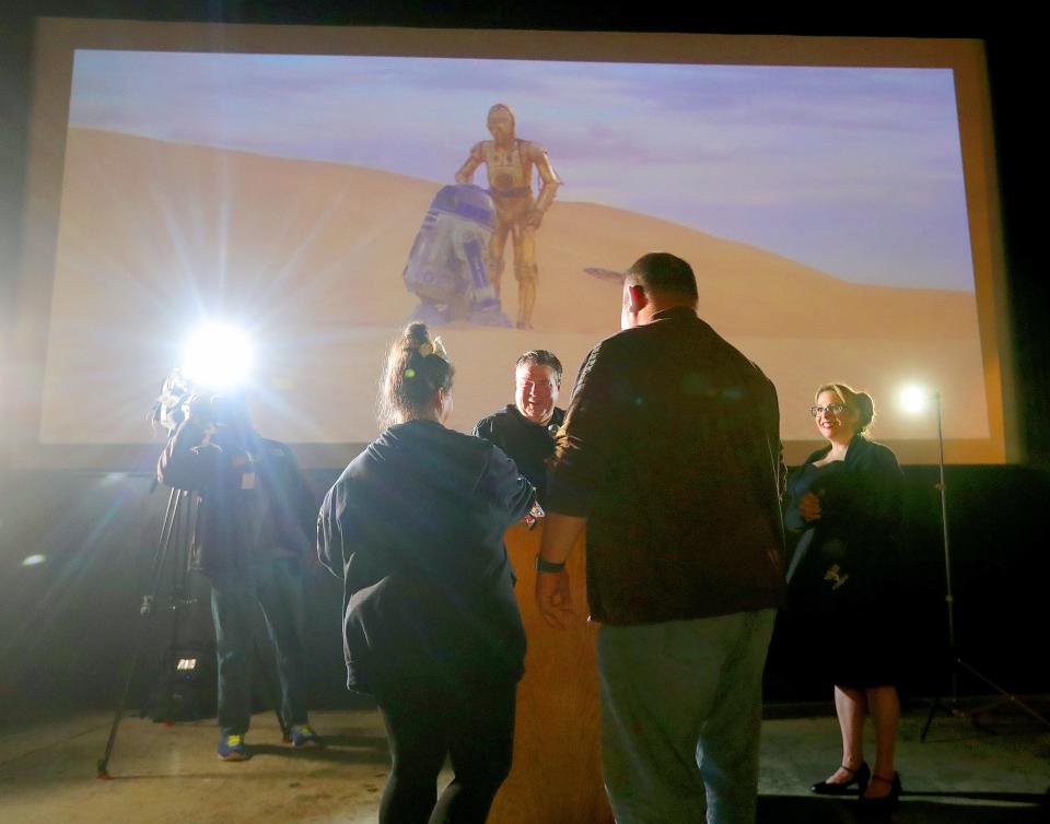 Akron Municipal Court Judge Ron Cable presides over a Star Wars themed wedding for Julie Samuels and Jared Bernstein of Beachwood on Wednesday, May 4, 2022 in Akron, at the Highland Theater.