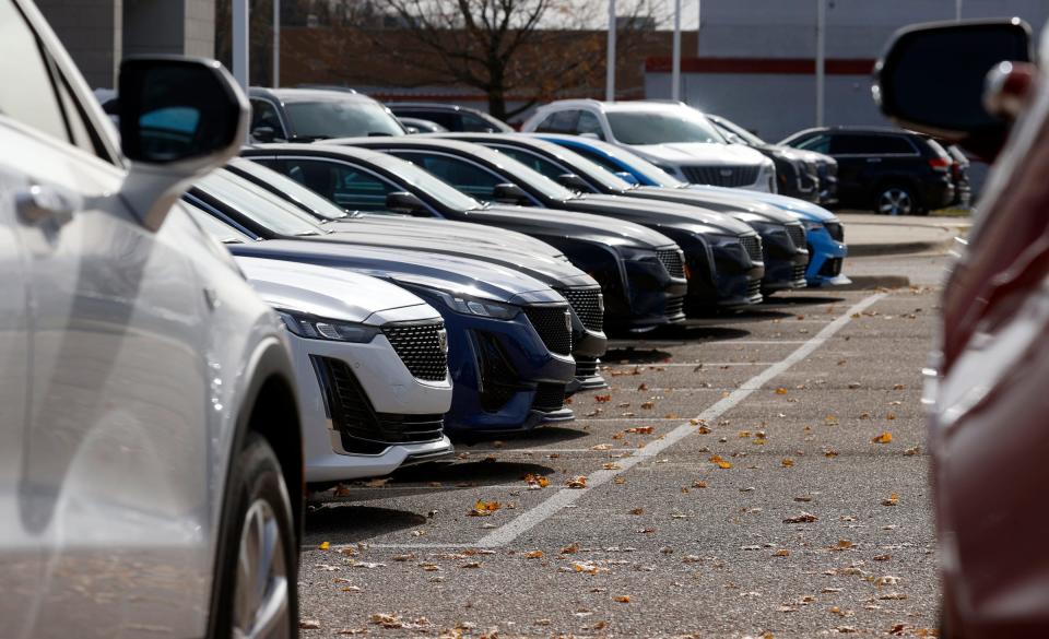 Car dealerships in metro Detroit on Friday, Oct. 28, 2022. Many dealership websites have a problem with ‘ghost inventory.’ They will list a vehicle for sale on the website but when a customer goes to buy it, the auto does not exist, leading to many disappointed and frustrated customers. Close to 30 to 40% of inventory on sites are ghosts.