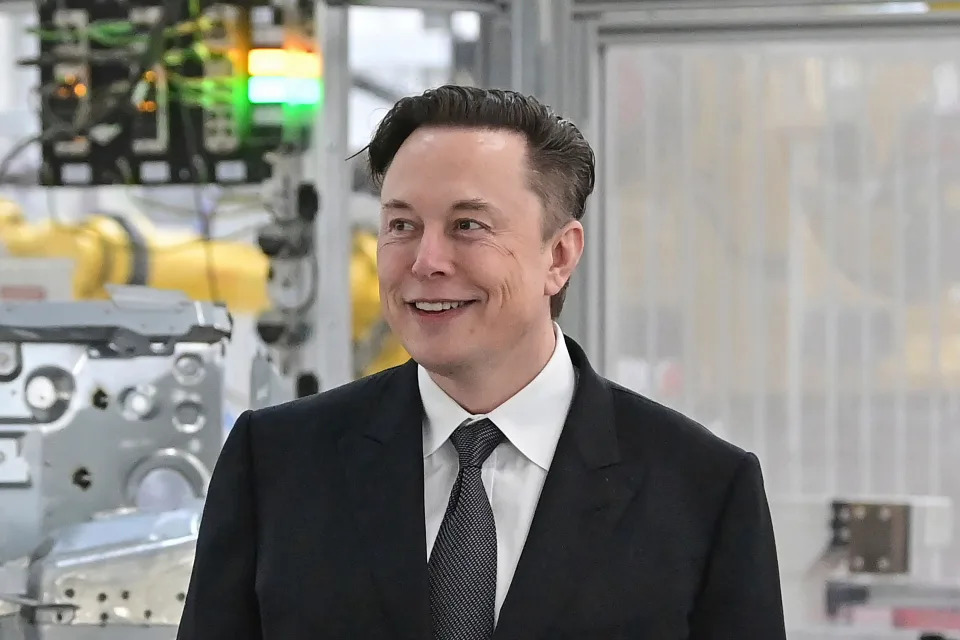 Entrepreneur Elon Musk amid industrial computers