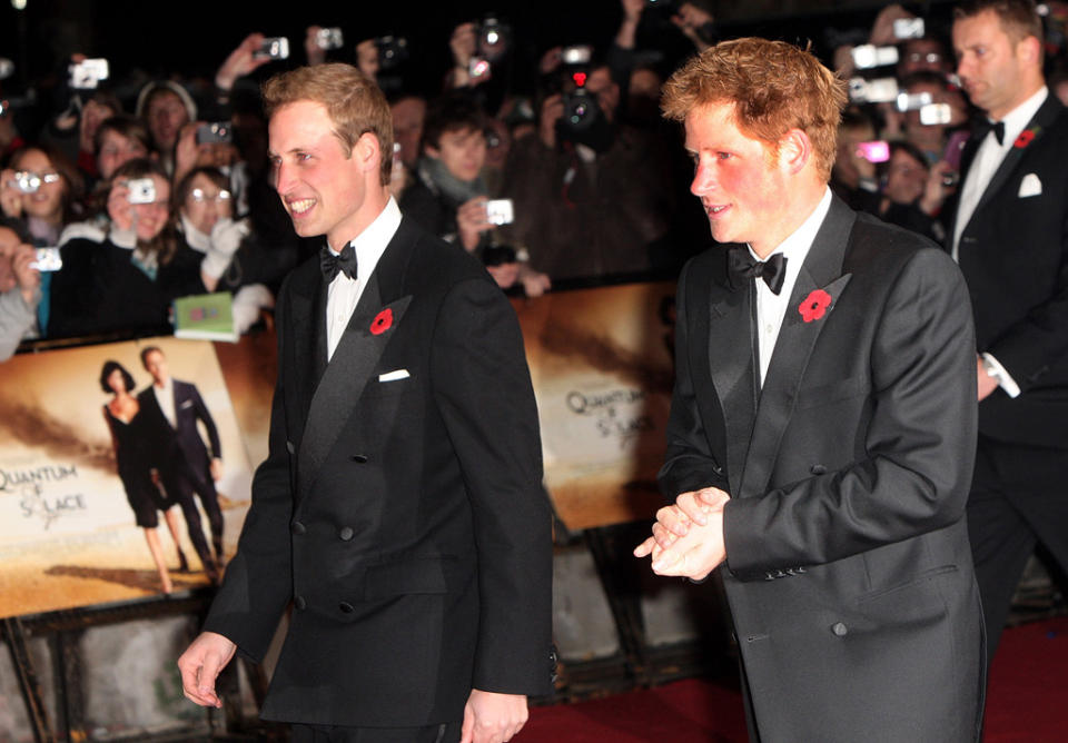 Quantum of Solace UK premiere 2008 Prince Harry Prince William