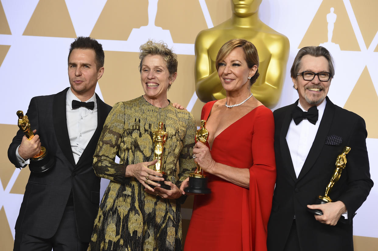 Die Oscar-Gewinner: Sam Rockwell, Frances McDormand, Allison Janney und Gary Oldman (Bild: AP Photo)