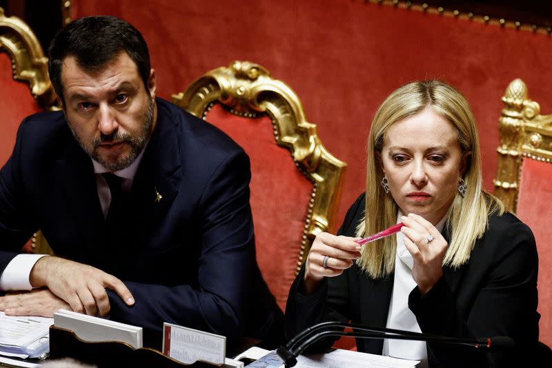 FILE PHOTO: Italy's PM Meloni attends the upper house of parliament, in Rome