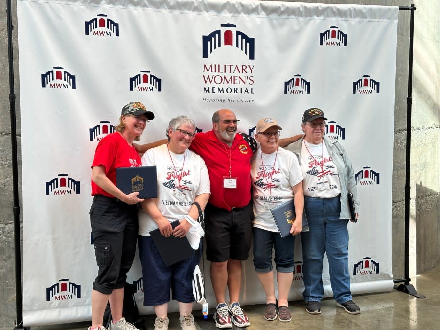 Tracey Tippett (far left) and three other women on U.P. Honor Flight Mission XXIII were honored with a special ceremony at the Military Women’s Memorial.