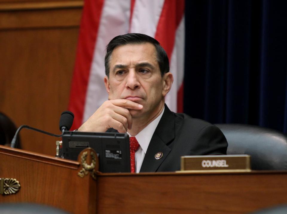 FILE - In this Feb. 5, 2014 file photo, Rep. Darrell Issa, R-Calif. listens during on Capitol Hill in Washington. As the Obama administration raced to meet its self-imposed deadline for online health insurance markets, security experts working for the government worried that state computer systems could become a back door for hackers. "The administration has not been forthcoming with the American people about the serious security risks," Issa said in a statement. "Despite repeated assurances from HHS, the department appears to still be struggling with security concerns." (AP Photo/Lauren Victoria Burke, File)