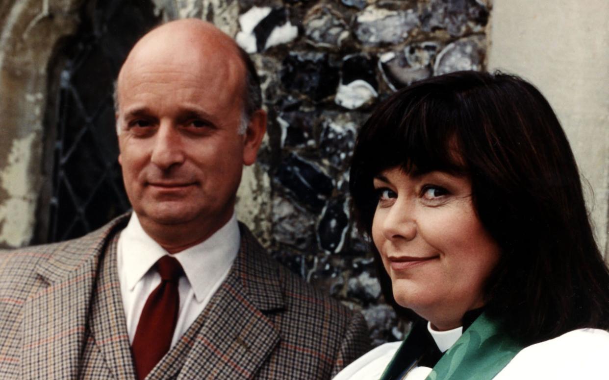 Gary Waldhorn as Cllr Horton with Dawn French as Geraldine Granger in The Vicar of Dibley - BBC