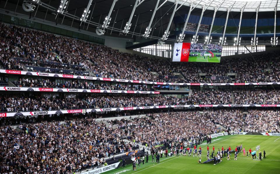 Fans fill the Tottenham Hotspur Stadium