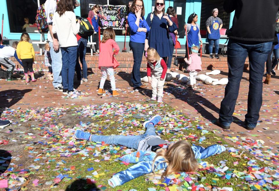 Kids and families celebrate during the New Year's Noon celebration at The Children's Museum of Wilmington in downtown Wilmington, N.C., Tuesday, December 31, 2019.