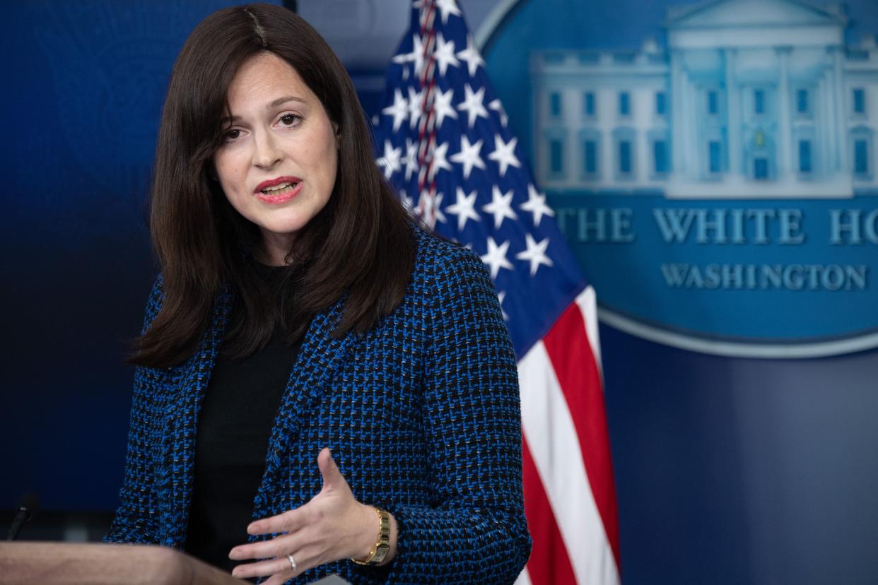 Deputy National Security Advisor for Cyber and Emerging Technology, Anne Neuberger, speaks during a press briefing on February 17, 2021, in the Brady Briefing Room of the White House in Washington, DC. (Saul Loeb/AFP via Getty Images)