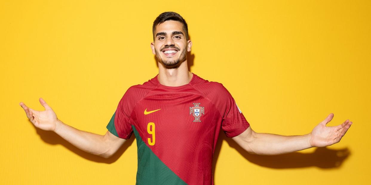 doha, qatar   november 19 andre silva of portugal poses during the official fifa world cup qatar 2022 portrait session on november 19, 2022 in doha, qatar photo by lars baron   fifafifa via getty images