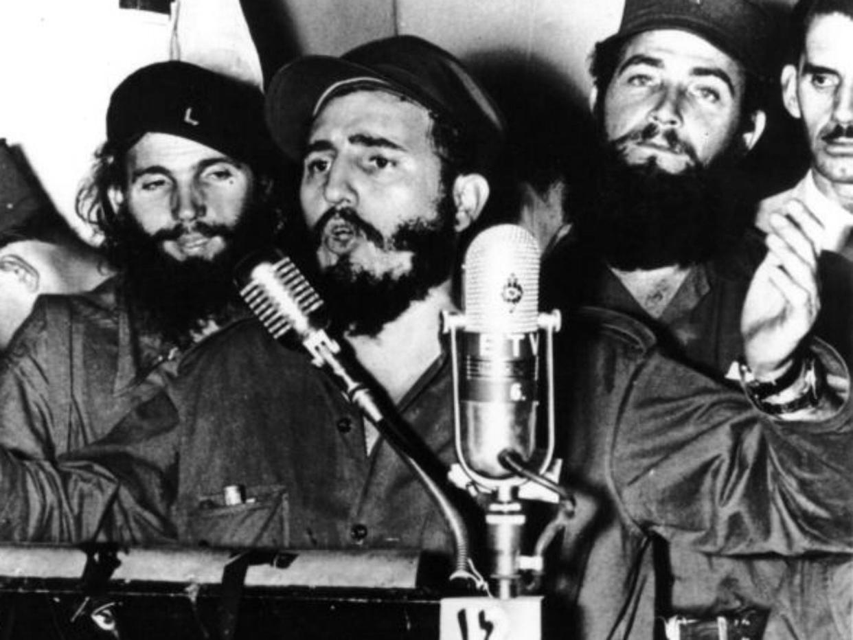 Cuban revolutionary Fidel Castro delivers an address in Cuba on Jan 1, 1959: Getty