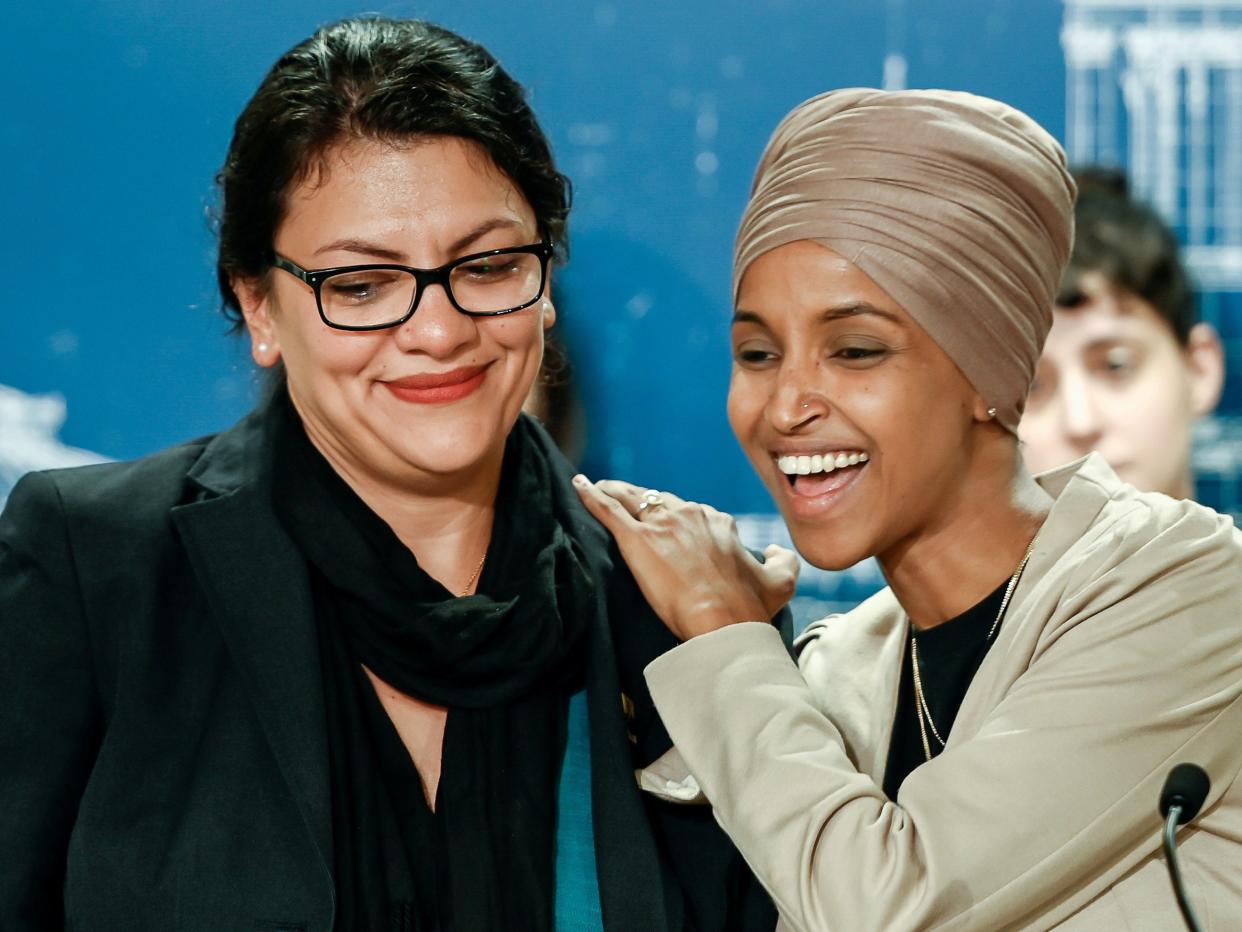 Rep. Rashida Tlaib and Rep. Ilhan Omar in St. Paul, MN