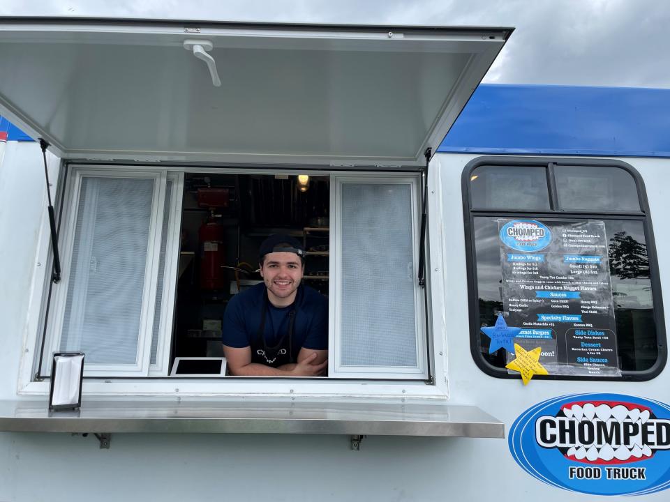 Self-taught chef (and Nanuet native!) Richard Mellia behind his Chomped Food Truck. Mellia specializes in chicken wings and can often be found at Red Barn Cidery in Congers.