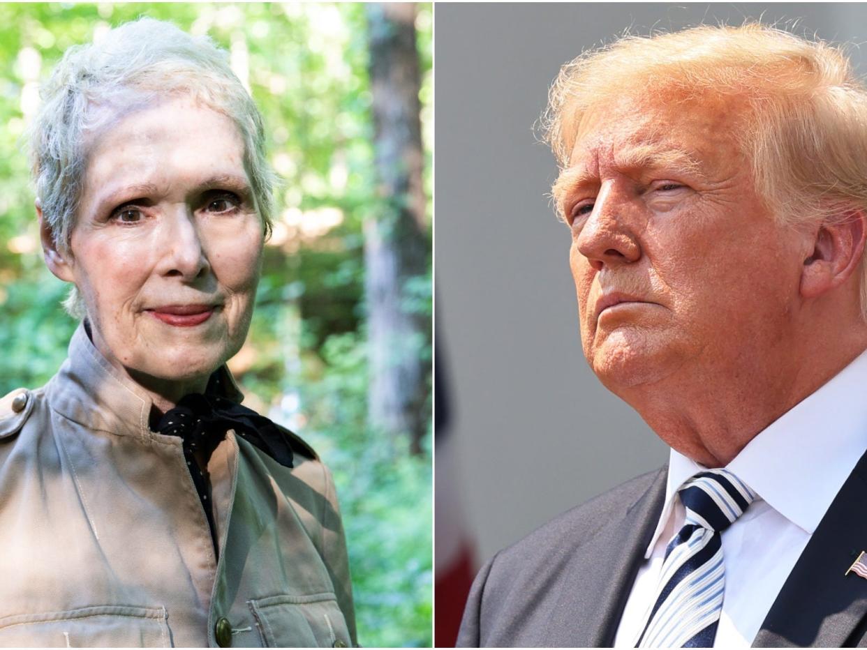 E. Jean Carroll (L), Donald Trump (R).