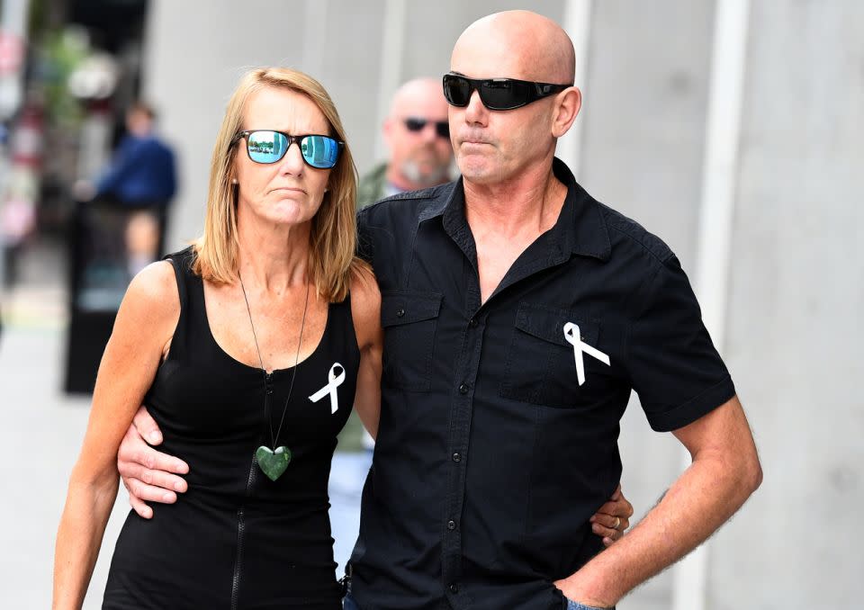 Ms Brown's mother Natalie Hinton and her stepfather Jonathan Gardner. Photo: AAP