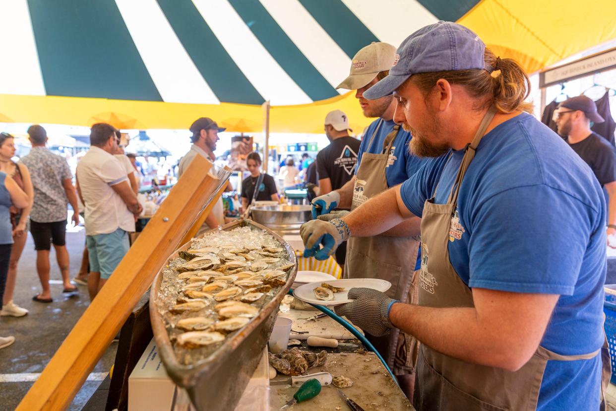 Seafood lovers packed Bowen's Wharf for the two-day Newport Oyster and Chowder Festival on Saturday, May 21, and Sunday, May 22, 2022.