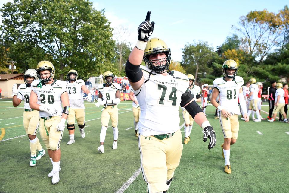 Luke Wypler (74) and the Green Knights defeat Bergen Catholic 28-10 on Saturday, Oct. 12, 2019, in Oradell.