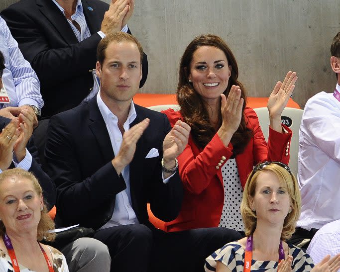 Kate Middleton wears red Zara blazer at the 2012 London Olympics. - Credit: Mandatory Credit: WENN.com/Newscom/MEGA