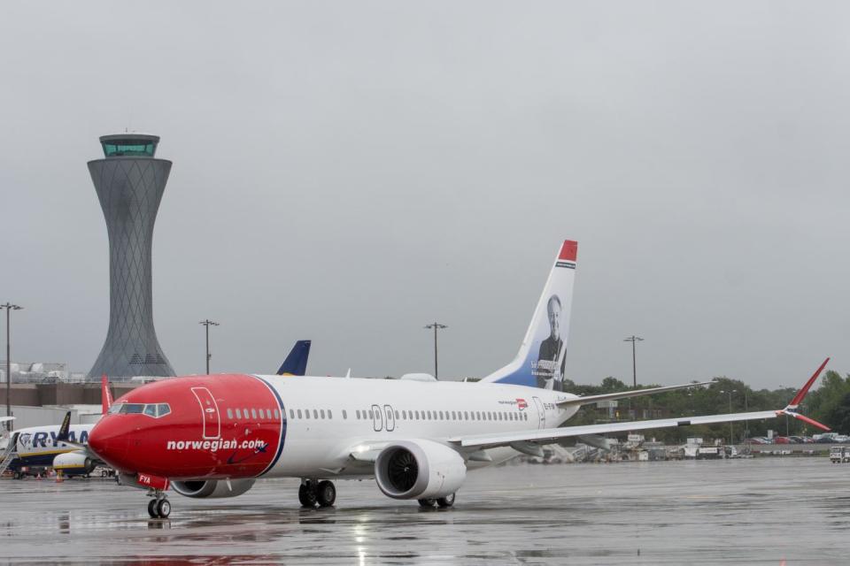 Still flying high: Freddie Laker Boeing 737 MAX at Edinburgh airport (Norwegian)