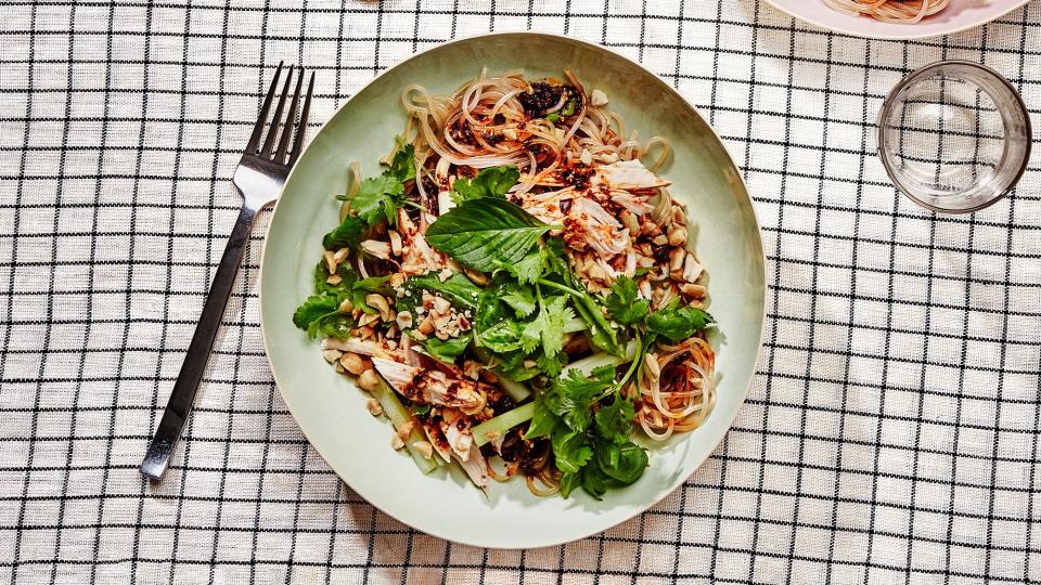 A bright and spicy way to glam up that leftover turkey from San Francisco chef <a href="https://www.bonappetit.com/video/watch/this-best-new-restaurant-is-mixing-old-chinatown-with-new?mbid=synd_yahoo_rss" rel="nofollow noopener" target="_blank" data-ylk="slk:Brandon Jew;elm:context_link;itc:0" class="link ">Brandon Jew</a>. <a href="https://www.bonappetit.com/recipe/mouthwatering-turkey-with-glass-noodles?mbid=synd_yahoo_rss" rel="nofollow noopener" target="_blank" data-ylk="slk:See recipe.;elm:context_link;itc:0" class="link ">See recipe.</a>