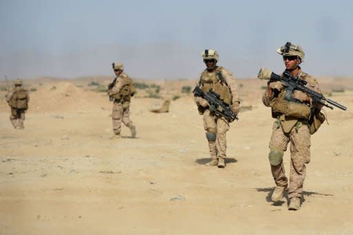 US Marines patrol Sangin in Helmand province. Afghan President Hamid Karzai has called for greater international cooperation to stabilise his war-torn country, during the latest round of talks on the future of Afghanistan