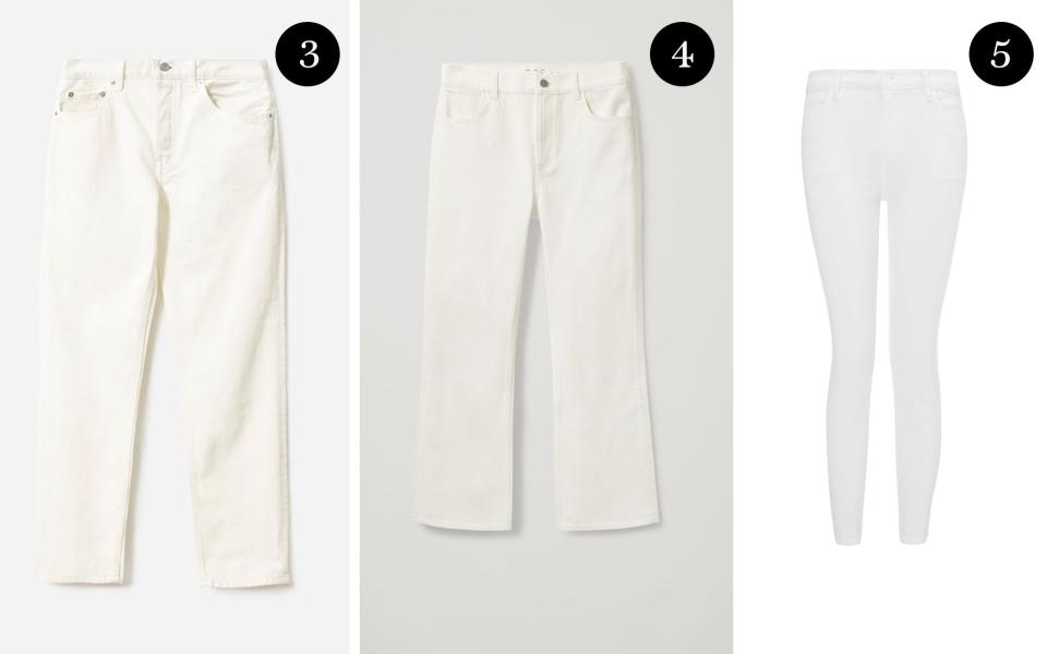 From left: jeans (£74, Everlane); jeans (£69, Cos); jeans (£160, J Brand)