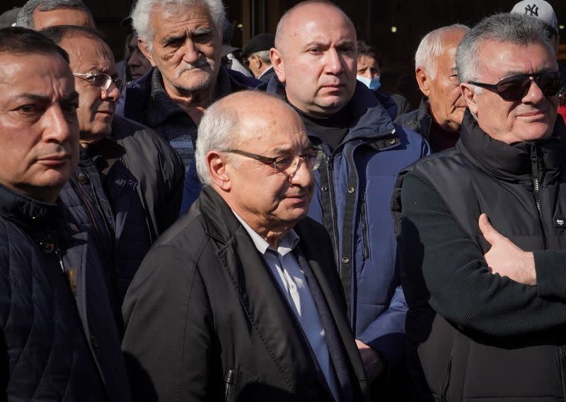 Opposition supporters hold a rally in Yerevan