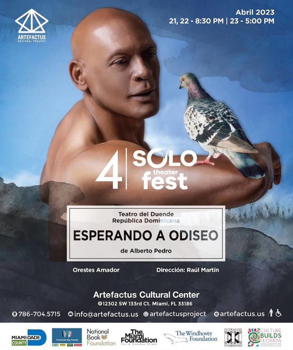 Cartel de “Esperando a Odiseo”, la obra de Alberto Pedro que llega al festival de la mano de Teatro del Duende, de República Dominicana, los días 21, 22 y 23 de abril.