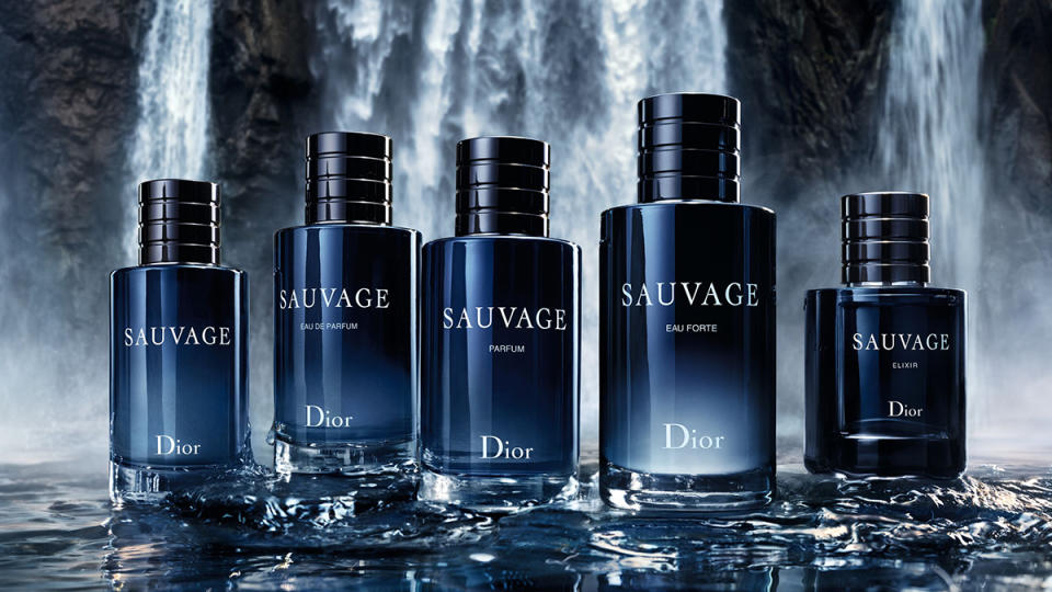 Sauvage Eau Forte, in the foreground, is the fifth member of Dior's highly lucrative line of men's fragrances.