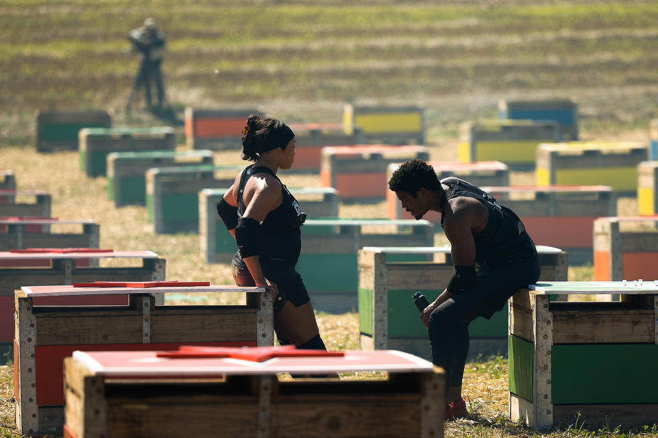 L-R: Kam Williams and Leroy Garrett in The Challenge: All Stars, episode 1, season 4 streaming on Paramount+, 2023.   Photo credit: Jonne Roriz/Paramount+