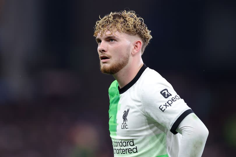 Harvey Elliott looks on during Liverpool's Premier League clash at Aston Villa