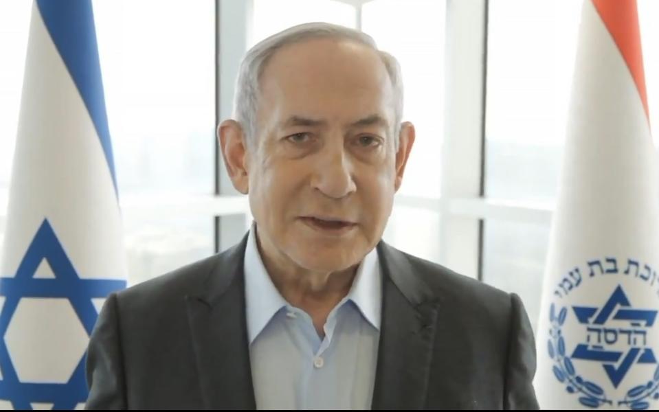 Benjamin Netanyahu, the Israeli prime minister, upon his departure from Hadassah Ein Kerem Hospital