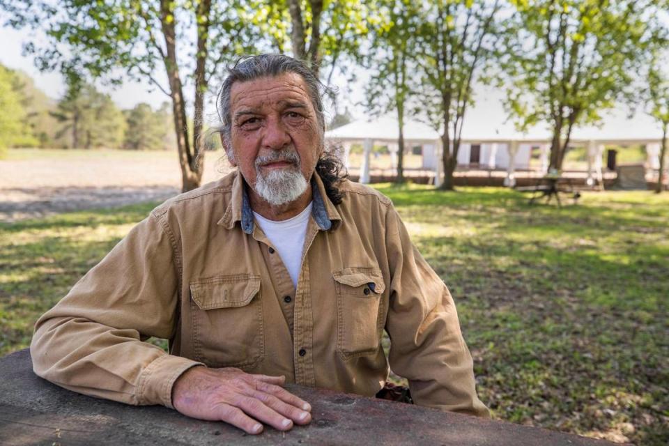 Chief Pete Parr of the Pee Dee Indian Tribe poses for a portrait at the tribal grounds in McColl, South Carolina on Wednesday, April 7, 2021.