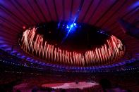 <p>Fireworks explode during the ‘Love Sport Tokyo 2020’ segment during the Closing Ceremony on Day 16 of the Rio 2016 Olympic Games at Maracana Stadium on August 21, 2016 in Rio de Janeiro, Brazil. (Photo by David Ramos/Getty Images) </p>