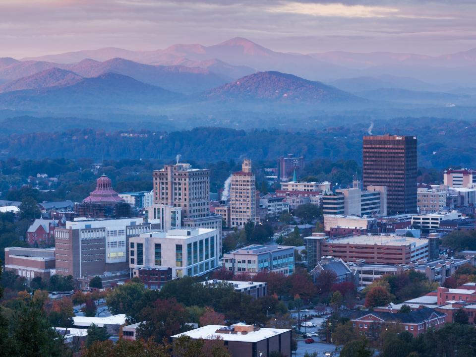 Asheville, North Carolina at dawn.