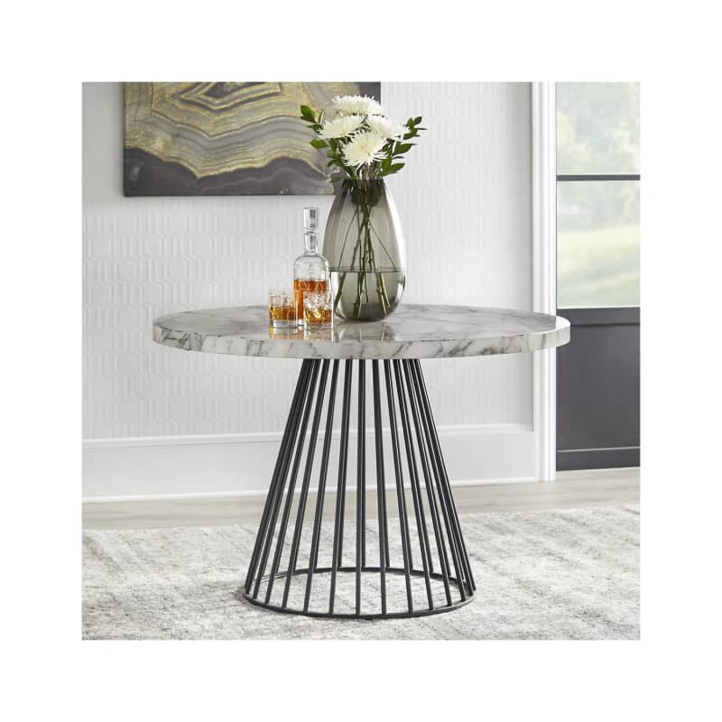 Ivy Bronx Emmo Round Faux Marble Dining Table