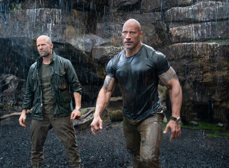 Jason Statham as Deckard Shaw and Dwayne Johnson as Luke Hobbs in <em>Fast & Furious Presents: Hobbs & Shaw</em><span class="copyright">Daniel Smith—Universal Studios</span>