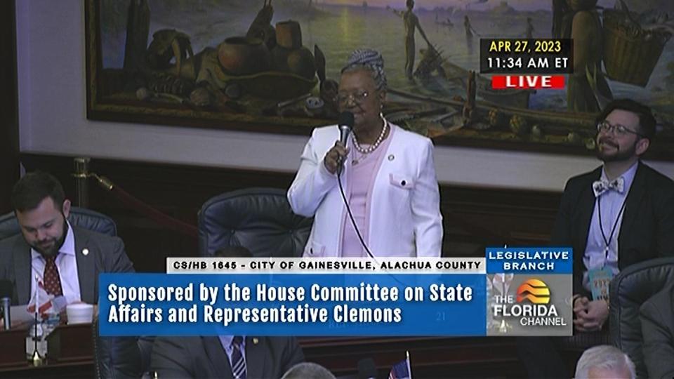 Rep. Yvonne Hayes Hinson, D-Gainesville, speaks in opposition to a HB-1645, which calls for the creation of a GRU board appointed by Gov. Ron DeSantis.