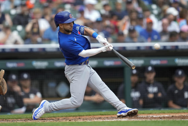 Chicago Cubs catcher Yan Gomes, left, and pitcher Michael Rucker celebrate  the team's 4-0 victory over the Oakland Athletics in a baseball game in  Oakland, Calif., Tuesday, April 18, 2023. (AP Photo/Godofredo