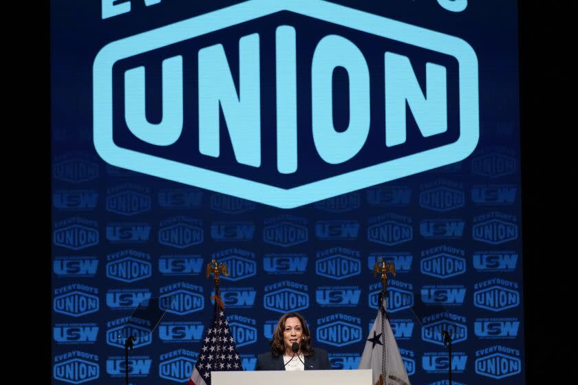 Vice President Kamala Harris speaks at a United Steelworkers convention Wednesday, Aug. 10, 2022, in Las Vegas. (AP Photo/John Locher)