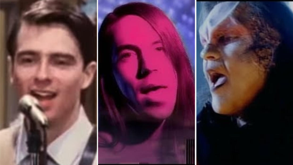  Images from the videos for Weezer’s Buddy Holly, Red Hot Chili Peppers Under The Bridge and Meat Loaf’s I’d Do Anything For Love. 