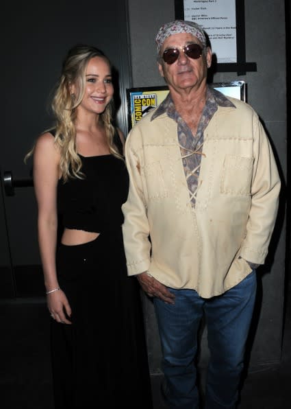 Jennifer Lawrence has been dying to meet Bill Murray, and it shows! The 24-year-old <em>Hunger Games</em> actress and the 64-year-old movie icon ran into each other at Comic-Con 2015 in San Diego, California, on Thursday, and truth be told, the experience was all anyone could ever want it to be. <strong>WATCH: Bill Murray Clears Up 'Star Wars' Rumors, Defends Miley Cyrus During First Ever Comic-Con Appearance</strong> Getty Images "I and the rest of the world have been a huge fan of Bill Murray for a really long time and always wanted to meet him," Lawrence told reporters, during the <em>Hunger Games: Mockingjay Part 2</em> press conference. "I kind of spoke to him through Woody Harrelson. I woud send emails to Woody, mostly when I was drunk, of things I always wanted to say to Bill Murray. So he received them. So just the fact that Bill Murray knows that I exist was part one. Part two, <em>he</em> wanted to speak to <em>me</em>. And he like, <em>mentioned something about us working together</em>, I don’t know! I'm excited about that, that was cool." Getty Images <strong>PIC: Jennifer Lawrence Is Totally Badass Rocking Her Red Katniss Suit in New 'Mockingjay' Poster and Video Tease</strong> Hero goals. If that is not the truest expression of happiness that has ever been captured, then we don't know what happiness is. The fact that this meeting did not happen sooner is nothing short of a crime against fate. Lawrence and Murray are like the Harry and Dumbledore of real humans! And we have to say, the combination is kind of perfect. This is our light. Getty Images One can only assume that the experience of meeting Murray in real life is nothing short of a "murraycle." The encounter left Lawrence with the ability to perfectly mirror the movements of her Mockingjay co-star, Josh Hutcherson... http://joshmopolitan.tumblr.com/post/123661413404/joshifer-in-sync-x <strong>WATCH: Jennifer Lawrence Gushes About Her 'Best Friend' Liam Hemsworth </strong> As well as console him directly through the forehead. http://stydiaislove.tumblr.com/post/123666008908 While meeting Murray trumps any and all things that can happen to a person past, present and future, Lawrence was also at Comic-Con to promote <em>Mockingjay Part 2</em>. When addressing the upcoming end to the Hunger Games franchise and her character, Katniss Everdeen, Lawrence got slightly sentimental, saying, "I don't think I'll ever really say goodbye to her." And while Katniss and Jennifer are forever linked in our hearts, Lawrence assured the Comic-Con audience that she has almost nothing in common with her on-screen heroine. "Nothing about us is similar because she's brave and I'm… an actress," she said. <strong>MORE: 13 Reasons The Oscars Were Way Better With Jennifer Lawrence </strong> Jennifer Lawrence... you are so much more than an actress. And now, you've met Bill Murray!! We're gonna go shout at Hollywood executives that it's insane these two haven't teamed up in a movie yet. Also, Jennifer Lawrence's style game has been ON POINT in NYC.