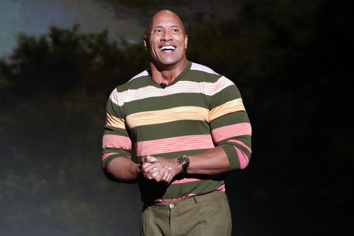 ANAHEIM, CALIFORNIA - AUGUST 24: Dwayne Johnson of 'Jungle Cruise' took part today in the Walt Disney Studios presentation at Disney’s D23 EXPO 2019 in Anaheim, Calif.  'Jungle Cruise' will be released in U.S. theaters on July 24, 2020. (Photo by Jesse Grant/Getty Images for Disney)