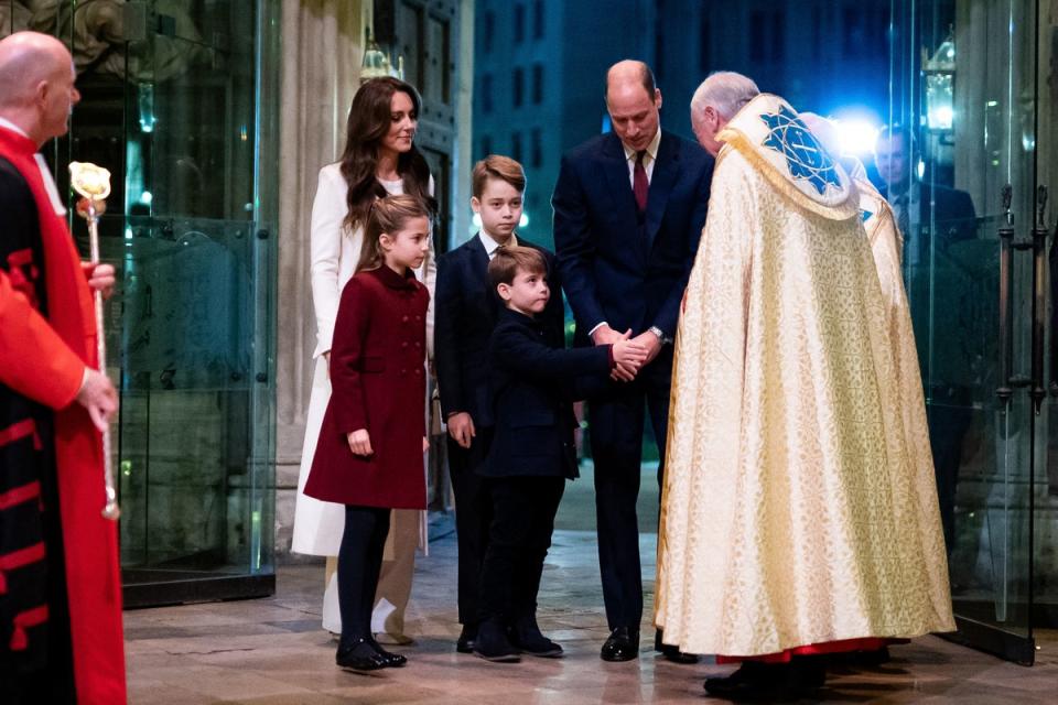 Princess Charlotte, Prince George, Prince Louis, the Prince of Wales and the Reverend David Stanton (PA)