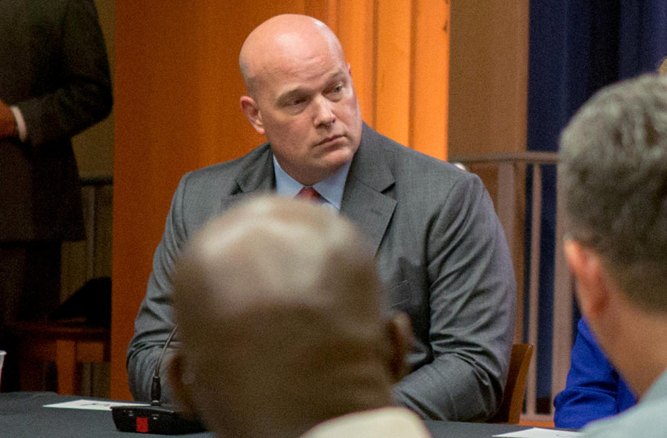 FILE PHOTO: FILE PHOTO: Chief of Staff to the Attorney General Matthew Whitaker attends a roundtable discussion with foreign liaison officers at the Justice Department in Washington, U.S., August 29, 2018. REUTERS/Allison Shelley/File Photo/File Photo