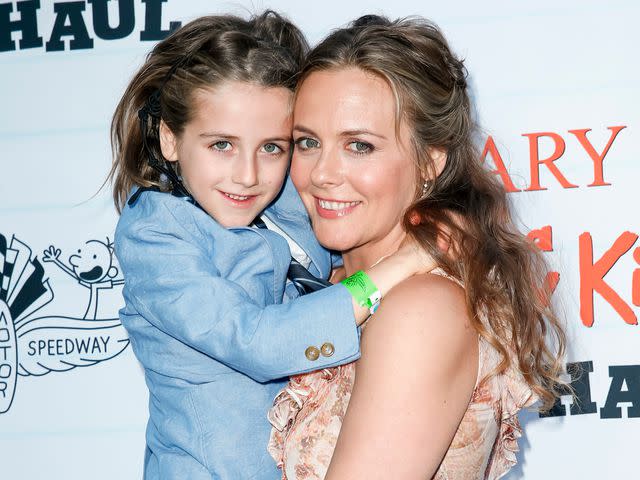 <p>Michael Hickey/Getty</p> Alicia Silverstone and her son Bear Blu Jarecki in 2017