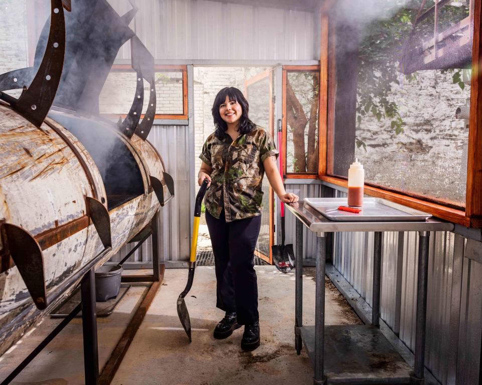 <p>Robbie Caponetto</p> Lockhart Upstart Pitmaster Chuck Charnichart opened her Barbs-B-Q restaurant in May.