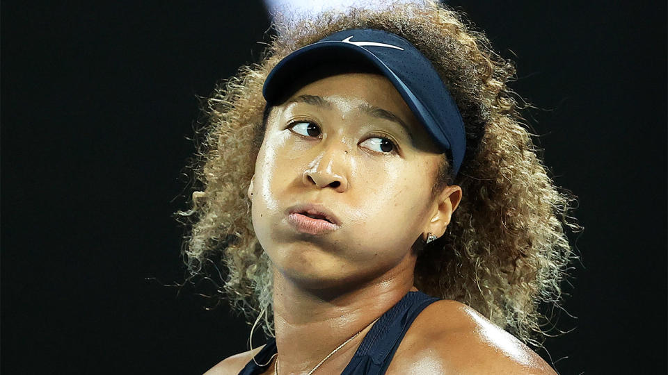 Naomi Osaka (pictured) looks on after a point in the Australian Open final.